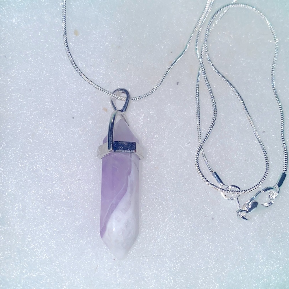 Boho hippie Sterling Silver Amethyst Swirl 24” necklace